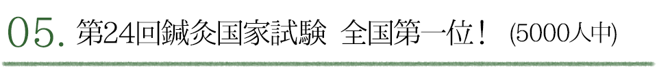 第24回鍼灸国家試験全国第1位